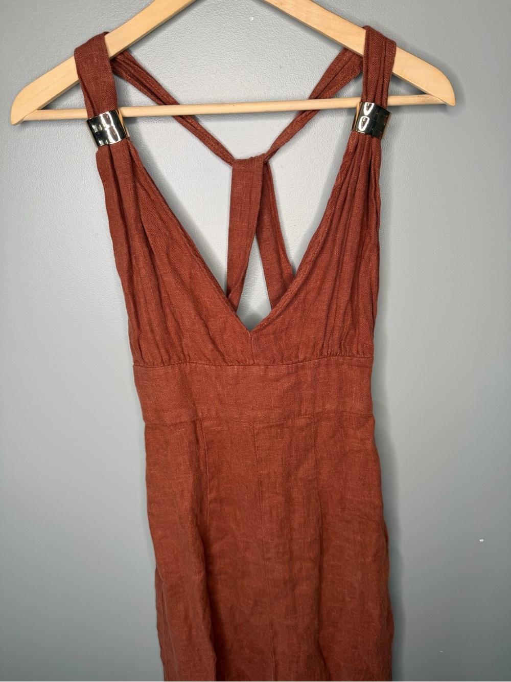 Zara Linen Midi Gold Detail - Picture 7 of 13